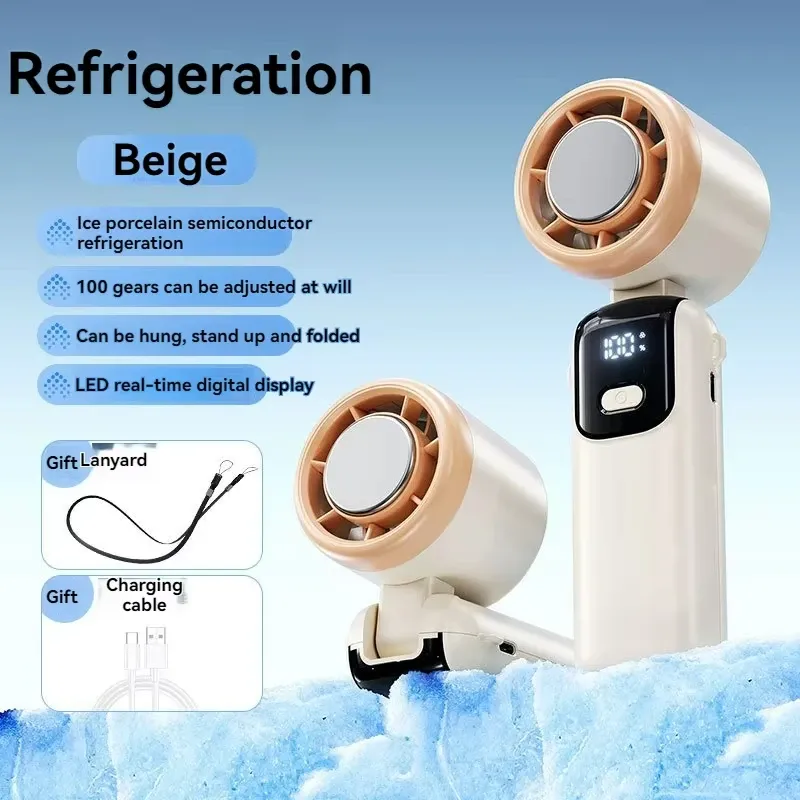 Ventilateur portable pliable, à suspension, haute vitesse, réglable en continu, pour le cou et l'extérieur 6