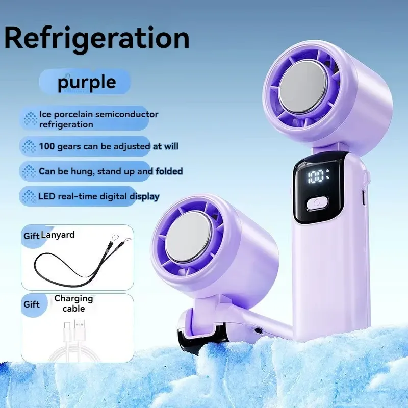 Ventilateur portable pliable, à suspension, haute vitesse, réglable en continu, pour le cou et l'extérieur 7