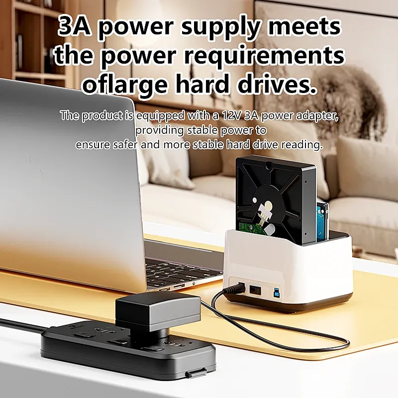Boîtier de station d'accueil Blueendless à 2 baies pour disques durs et SSD, adaptateur SATA vers USB 3.0 avec clonage hors ligne, compatible SSD et disques durs 2,5 et 3,5 pouces 4