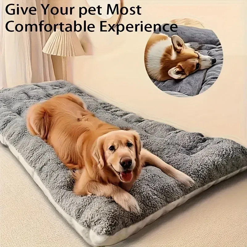 Grand lit canapé en peluche pour chien, coussin pour chat, niche pour chien, tapis de cage, tapis épais et ultra-doux en polyester pour animaux de compagnie. 2