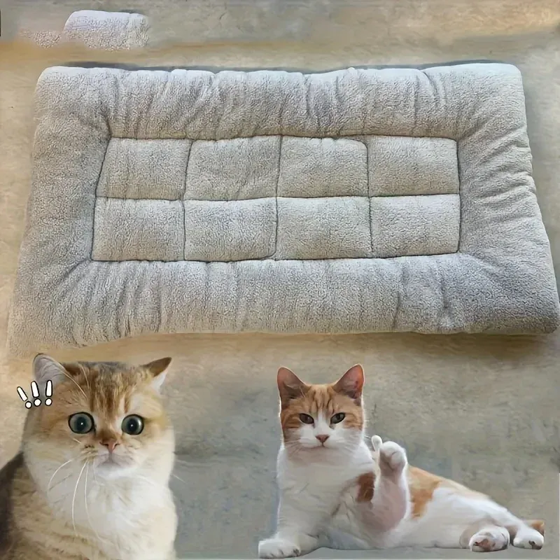 Grand lit canapé en peluche pour chien, coussin pour chat, niche pour chien, tapis de cage, tapis épais et ultra-doux en polyester pour animaux de compagnie. 4