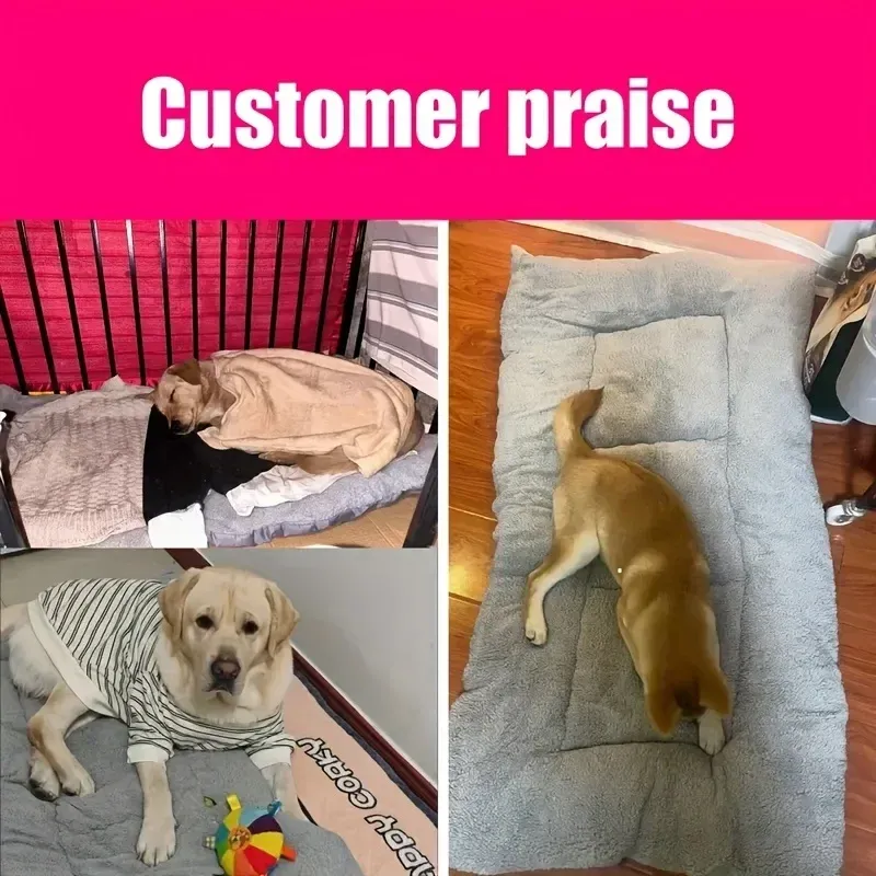 Grand lit canapé en peluche pour chien, coussin pour chat, niche pour chien, tapis de cage, tapis épais et ultra-doux en polyester pour animaux de compagnie. 6