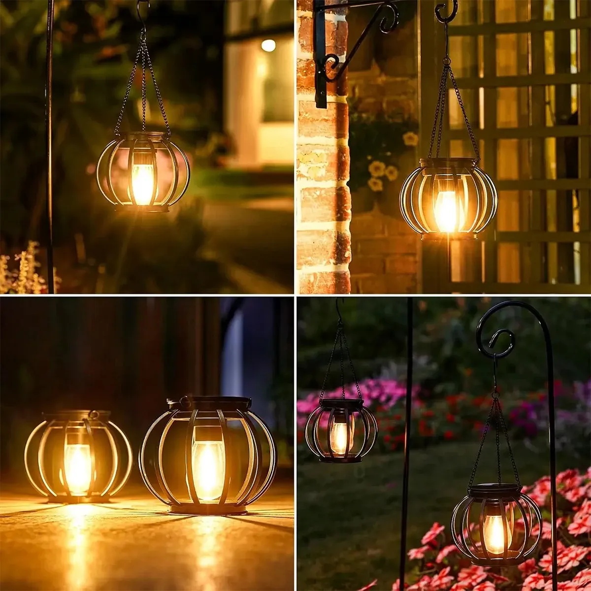 Lanterne solaire LED dans un jardin
