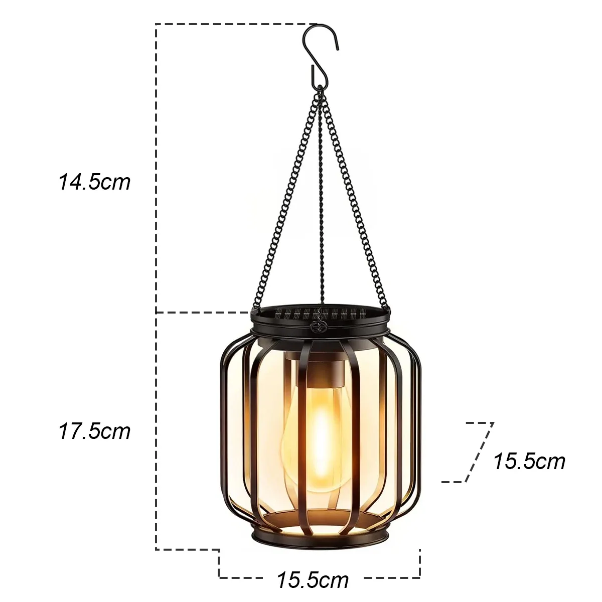 Lanterne solaire LED avec capteur crépusculaire, éclairage extérieur imperméable 3000K pour jardin, paysage et ferronnerie décorative durable 7