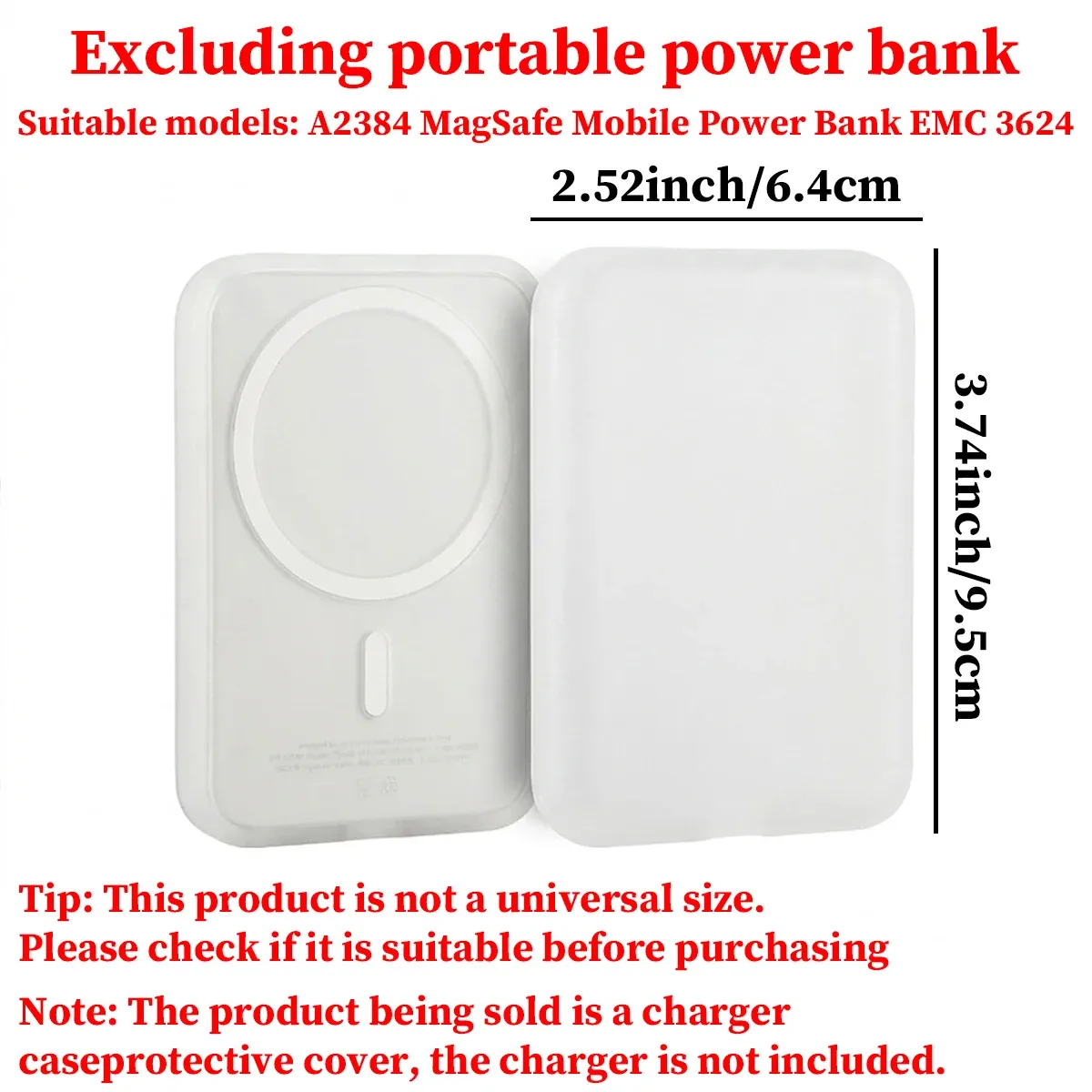 Étui de protection en TPU noir pour batterie externe sans fil MagSafe d'Apple 6