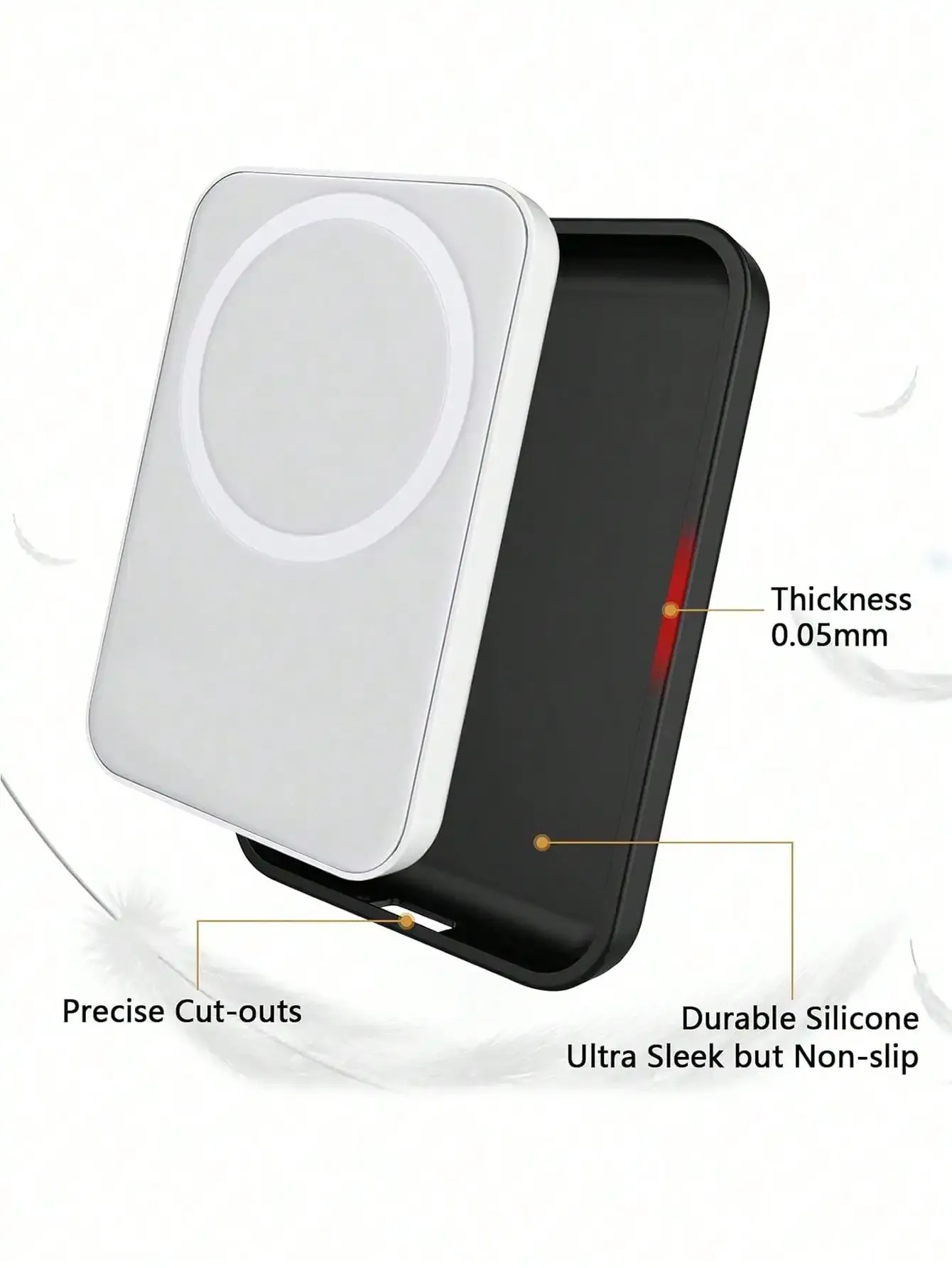 Détail de l'étui de protection noir en TPU