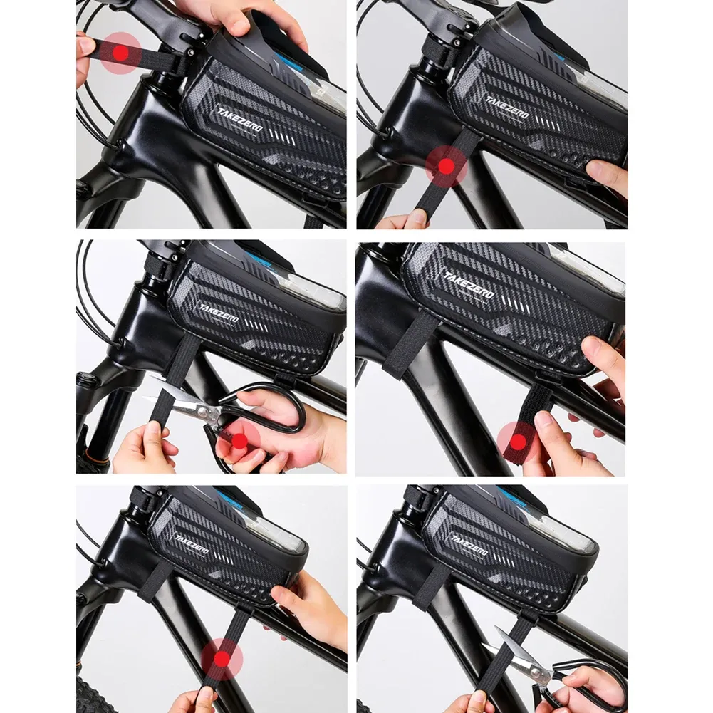 Sac de vélo étanche à écran tactile pour smartphone, compatible écrans de 4,7 à 6,8 pouces 5