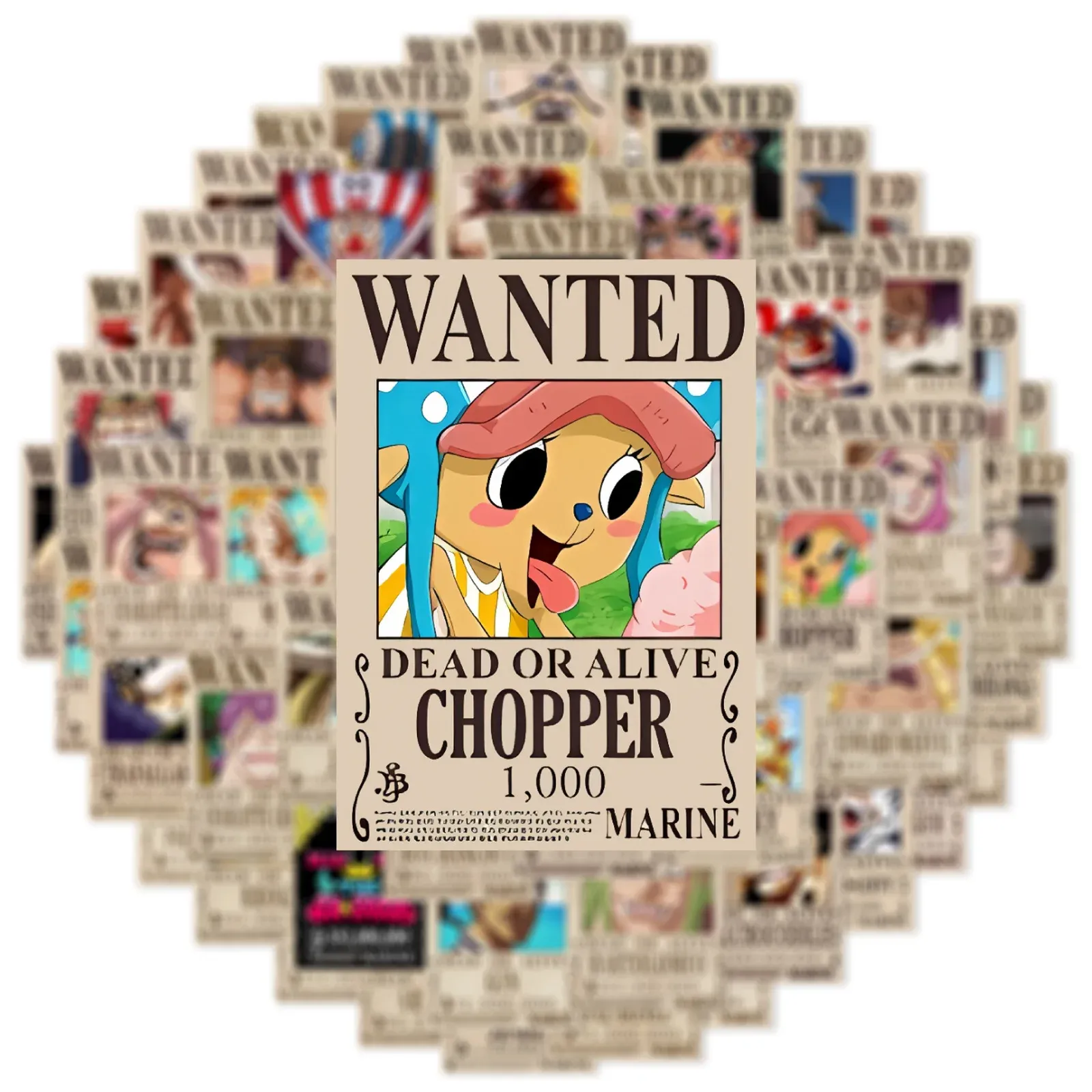 Autocollants One Piece sur un réfrigérateur
