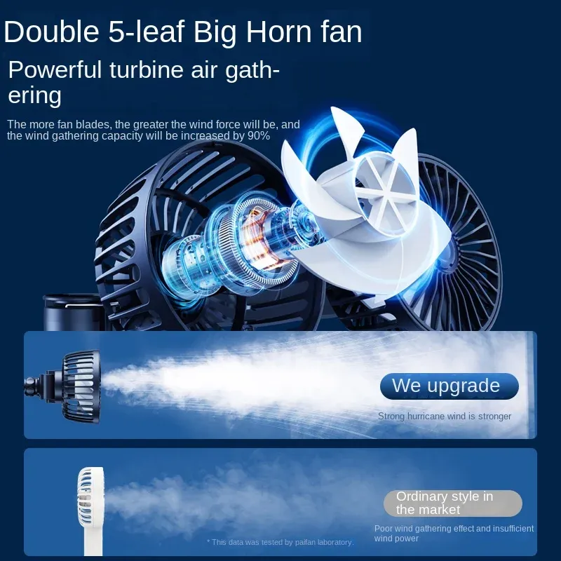 Ventilateur électrique arrière pour voiture avec interface USB, 12 V / 24 V, pour habitacle de camion et sièges arrière, silencieux et puissant 3