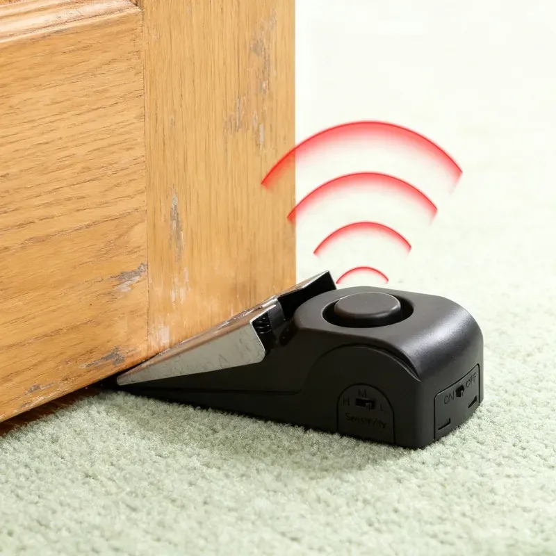 Butée de porte sans fil en acier inoxydable avec alarme antivol 120 dB pour voyage et hôtel 4