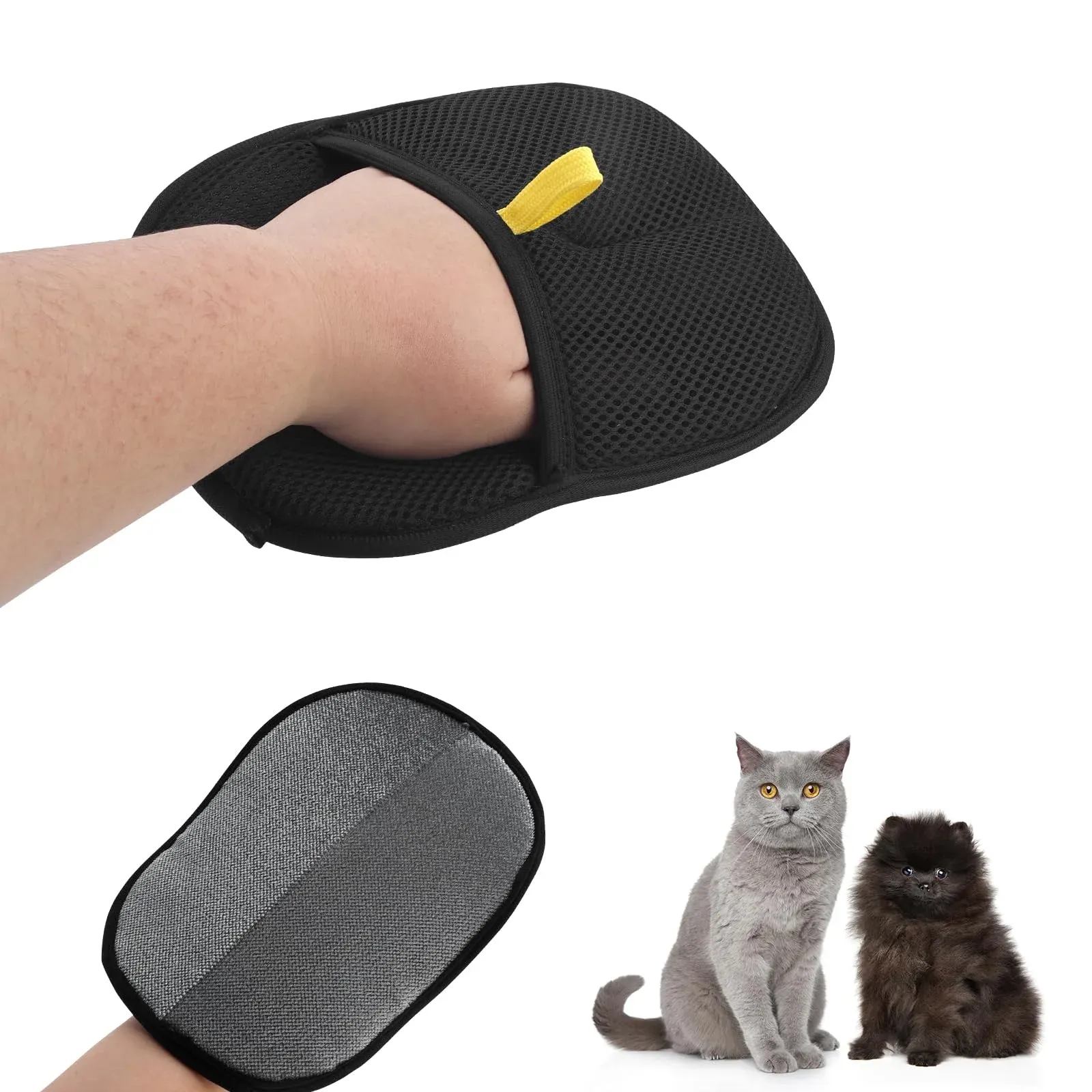 Gants de toilettage réutilisables double face pour animaux de compagnie, élimination statique des poils pour tapis - Image 1