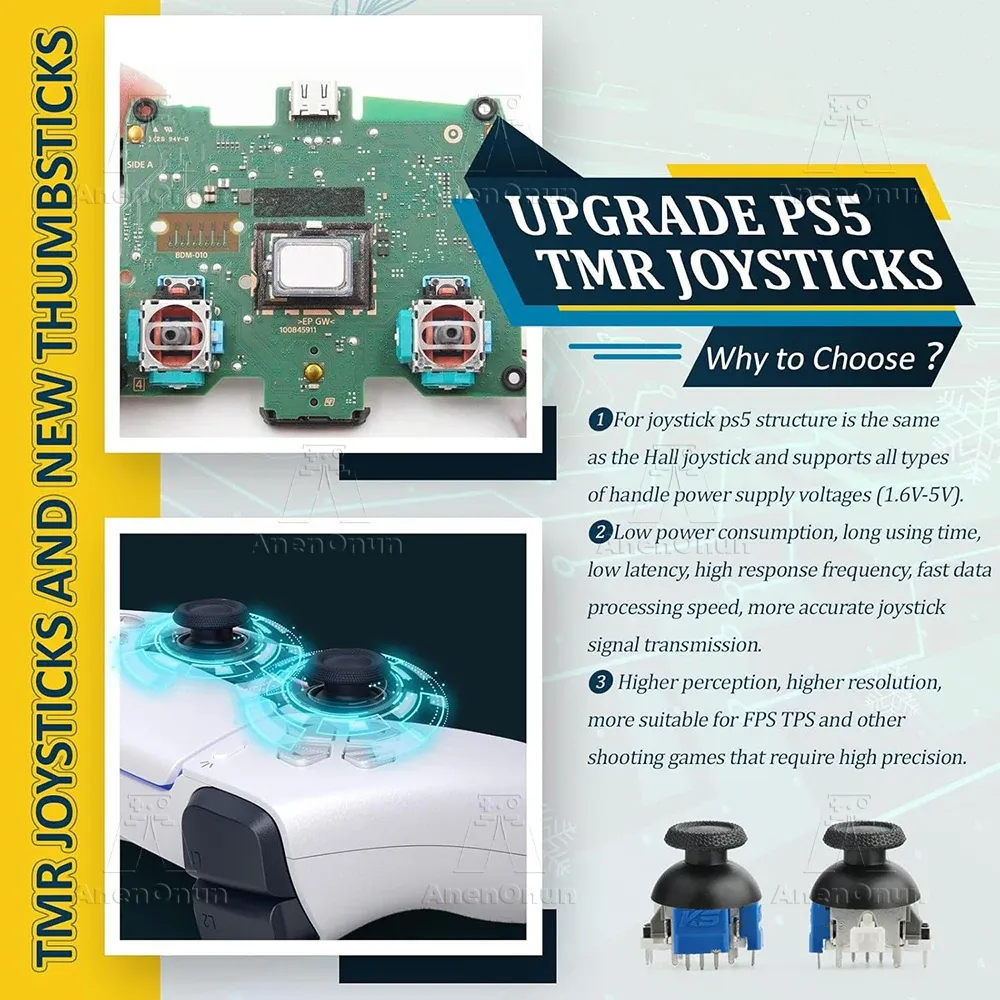 Manette électromagnétique TMR pour PS5, kit de remplacement sans dérive, capteurs analogiques 3D 3