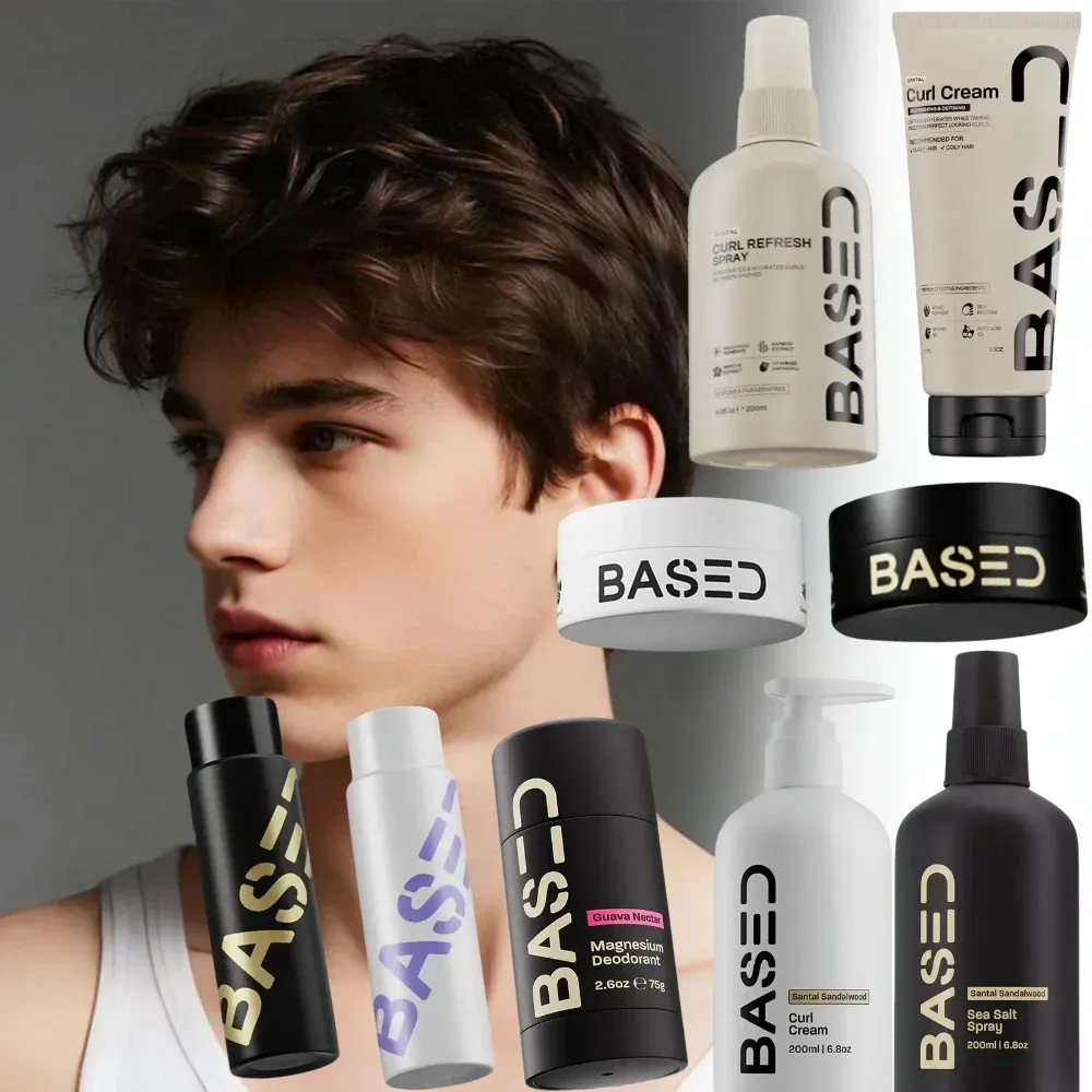 BASDED Soin Capillaire au Sel Marin : Shampooing Volumisant, Spray Texturisant et Crème Définition des Boucles - Image 1