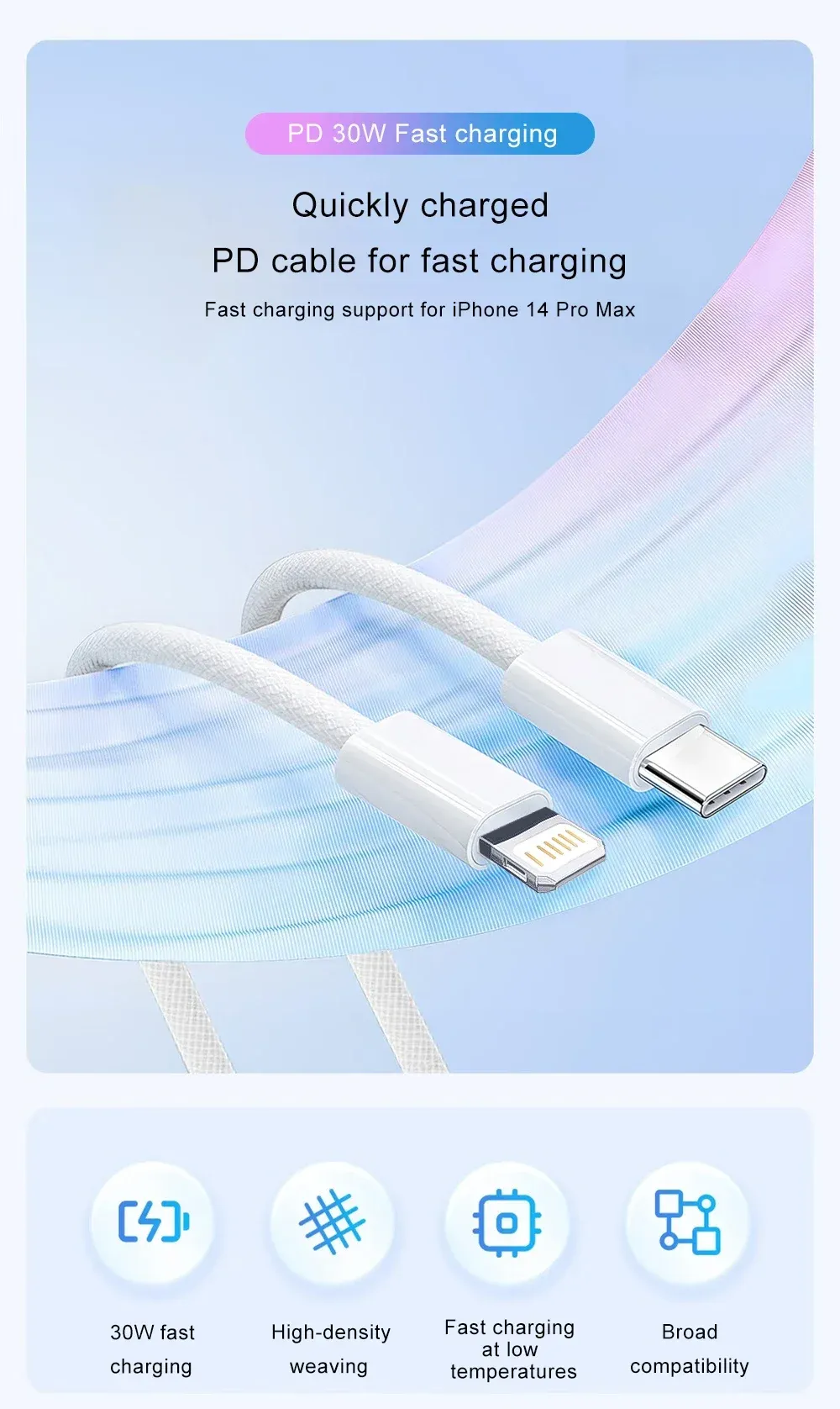 Chargeur rapide et câble USB C vers Lightning