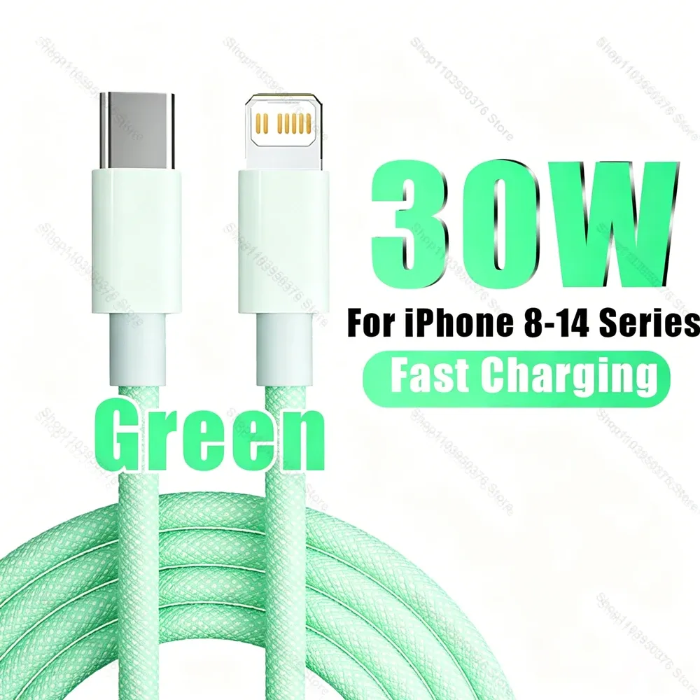 Chargeur rapide PD 30 W pour iPhone 14/13/12/11/X/XR/XS/8, Pro Max, Plus, Mini et iPad Air, avec câble USB-C vers Lightning durable 9