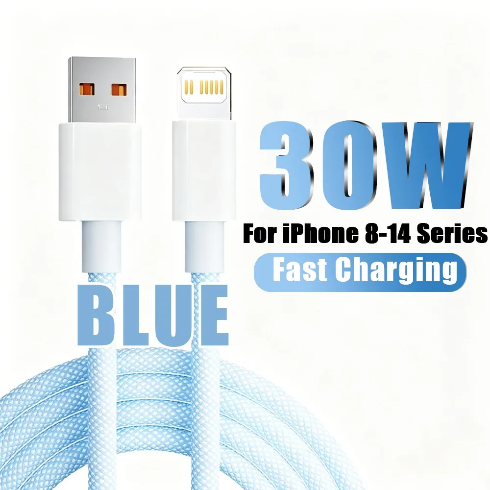 Chargeur rapide PD 30 W pour iPhone 14/13/12/11/X/XR/XS/8, Pro Max, Plus, Mini et iPad Air, avec câble USB-C vers Lightning durable 8