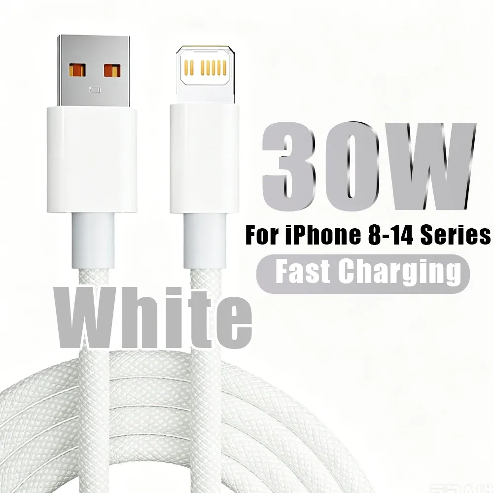 Chargeur rapide PD 30 W pour iPhone 14/13/12/11/X/XR/XS/8, Pro Max, Plus, Mini et iPad Air, avec câble USB-C vers Lightning durable 7