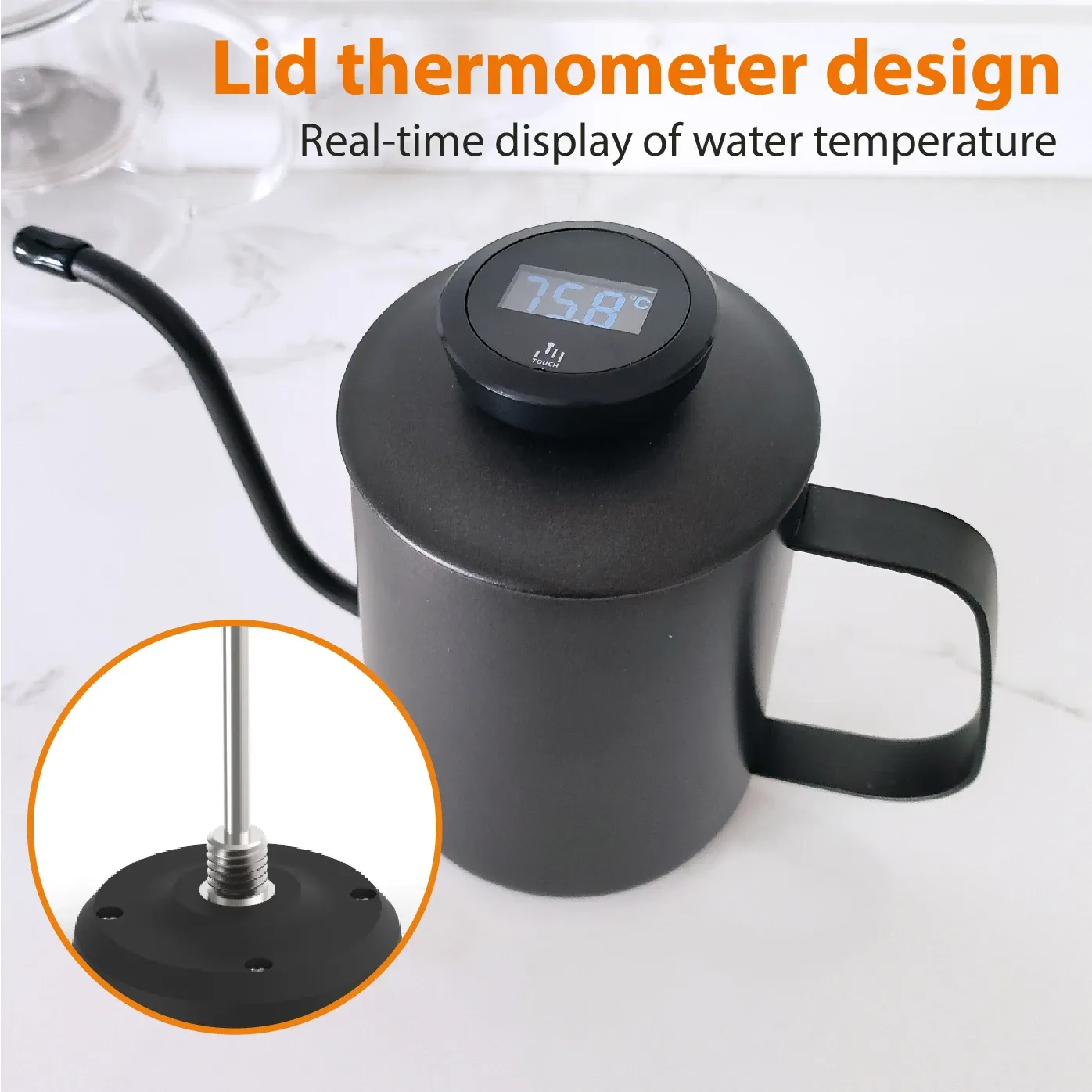 Thermomètre pour mousse de lait – Outil de barista en acier inoxydable avec clip, 0 à 220 °F / -10 à 110 °C, idéal pour le latte art 5