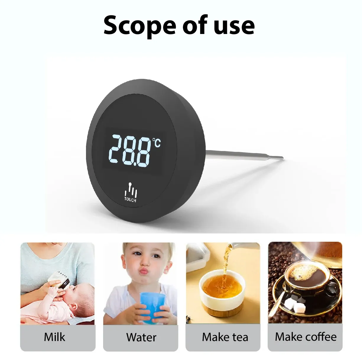 Thermomètre pour mousse de lait – Outil de barista en acier inoxydable avec clip, 0 à 220 °F / -10 à 110 °C, idéal pour le latte art 6