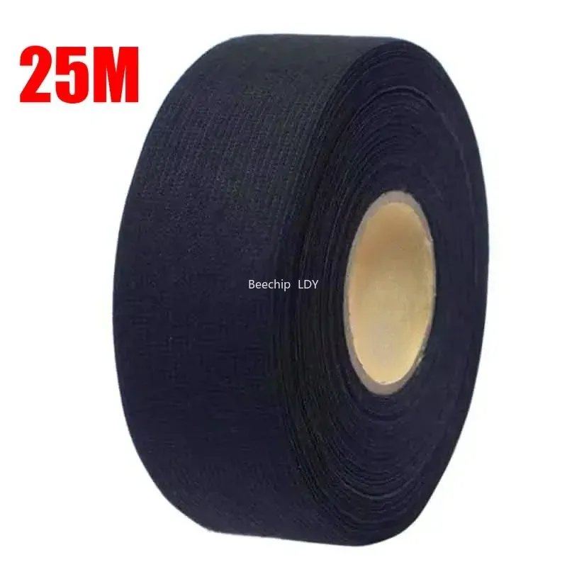Ruban adhésif en tissu noir 25 m – Protection pour faisceaux de câbles et gaines électriques automobiles - Image 1