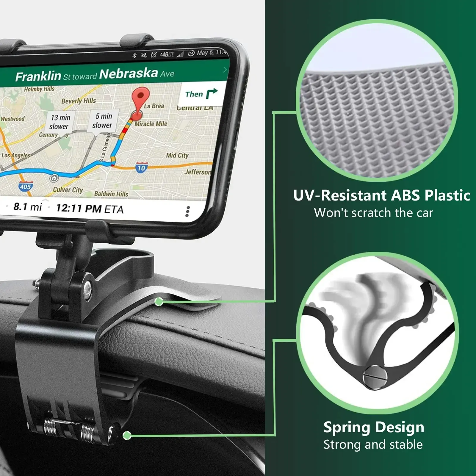 Support de téléphone universel pour voiture, vue d'ensemble