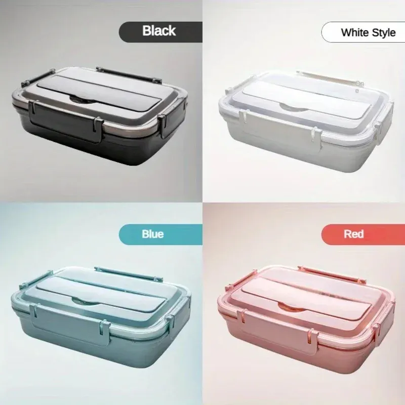 Boîte à déjeuner en acier inoxydable étanche à 3 ou 4 compartiments – Récipient bento durable et facile à nettoyer pour étudiants et employés de bureau 6