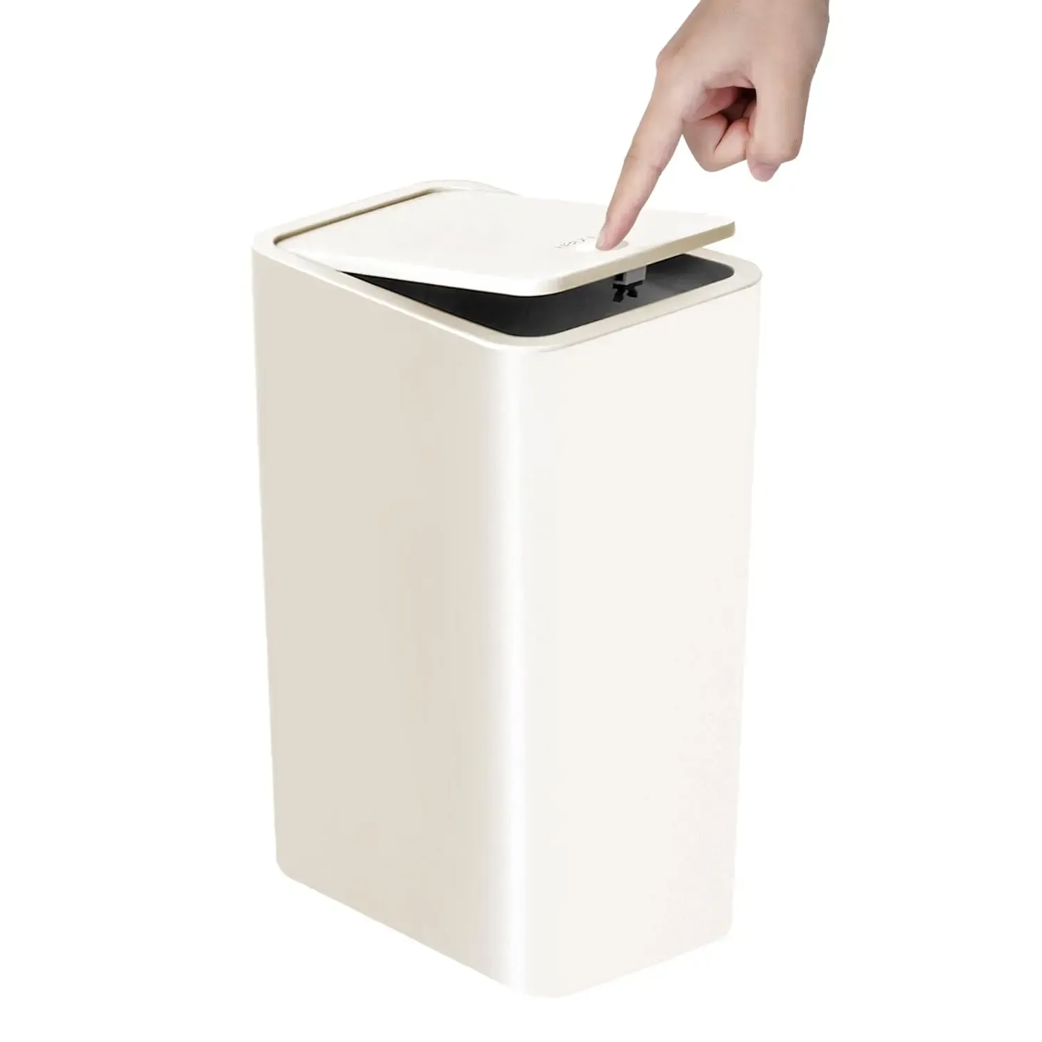 Poubelle de salle de bain 10 L à couvercle basculant, corbeille compacte en plastique 9