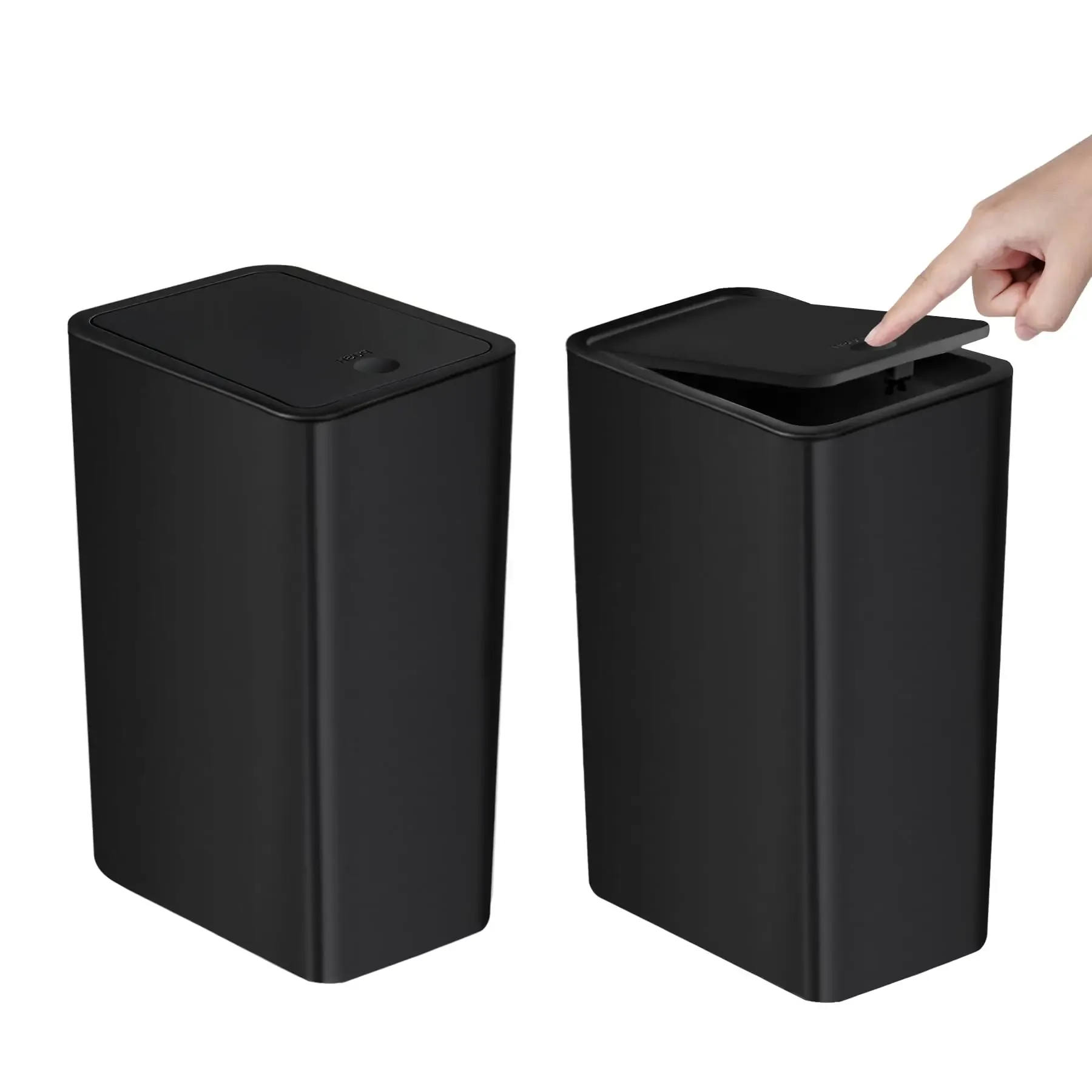 Poubelle de salle de bain 10 L à couvercle basculant, corbeille compacte en plastique 7