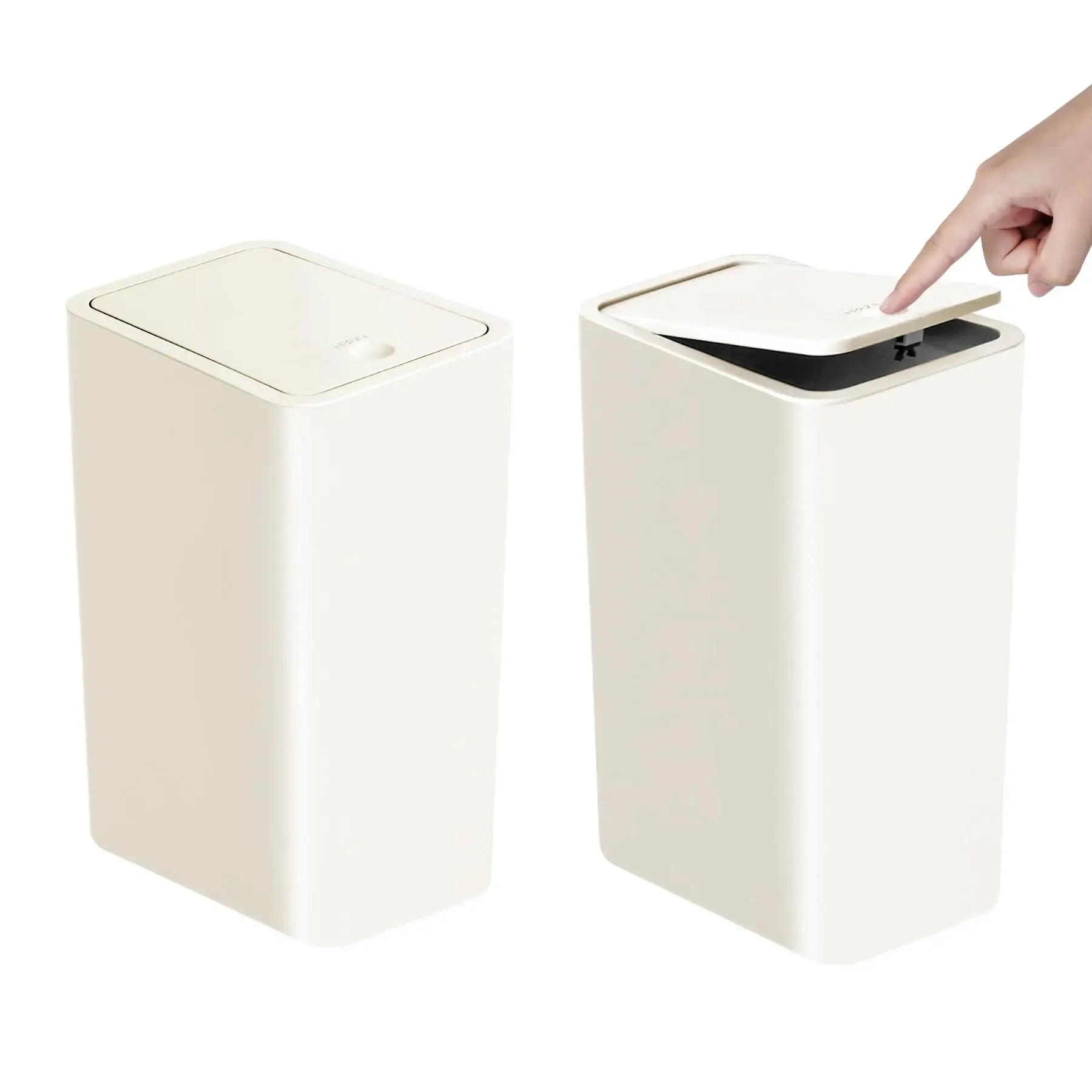 Poubelle de salle de bain 10 L à couvercle basculant, corbeille compacte en plastique 8