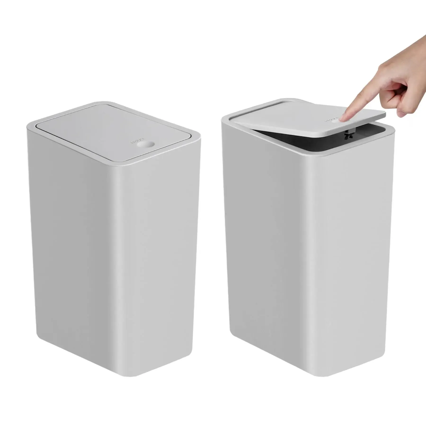 Poubelle de salle de bain 10 L à couvercle basculant, corbeille compacte en plastique 12