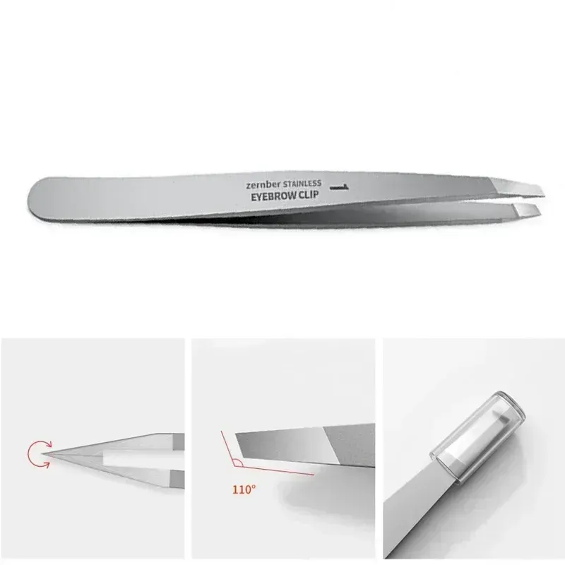 Pince à sourcils en acier inoxydable à biseau, pince à épiler pour extensions de cils, pince à double paupière, outil d'épilation, outil cosmétique 3