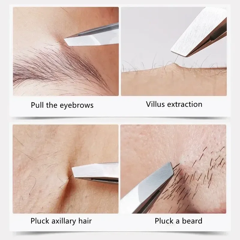 Pince à sourcils en acier inoxydable à biseau, pince à épiler pour extensions de cils, pince à double paupière, outil d'épilation, outil cosmétique 4