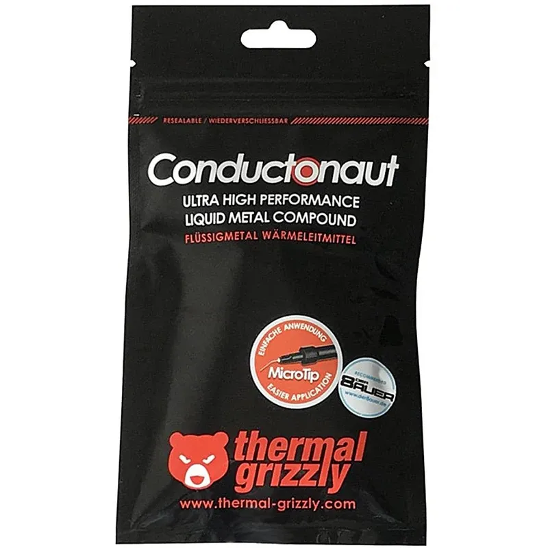 Pâte thermique en métal liquide Grizzly Conductonaut 73 W/mK à haute conductivité thermique pour le refroidissement CPU et GPU 5