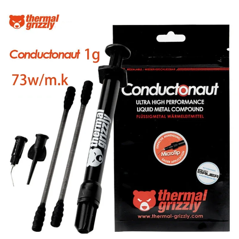 Pâte thermique en métal liquide Grizzly Conductonaut 73 W/mK à haute conductivité thermique pour le refroidissement CPU et GPU 8
