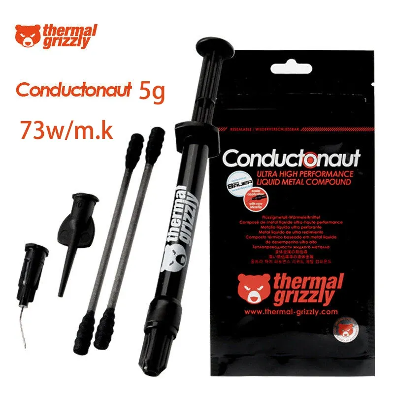 Pâte thermique en métal liquide Grizzly Conductonaut 73 W/mK à haute conductivité thermique pour le refroidissement CPU et GPU 7