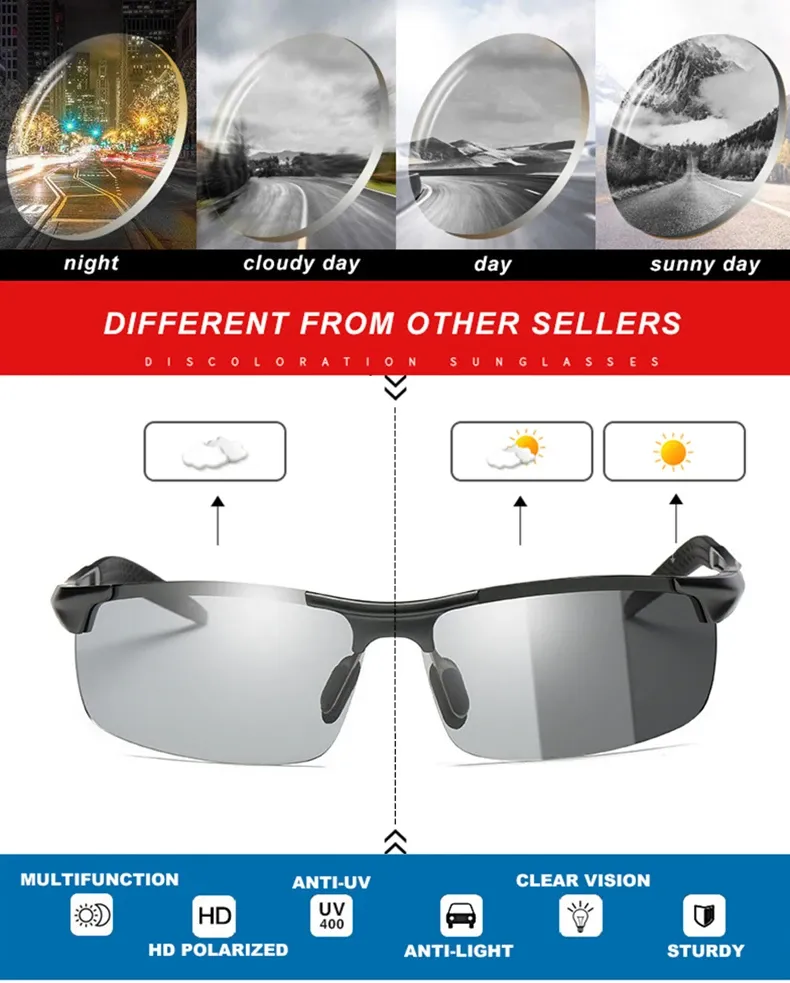 Lunettes caméléon sous la lumière du jour