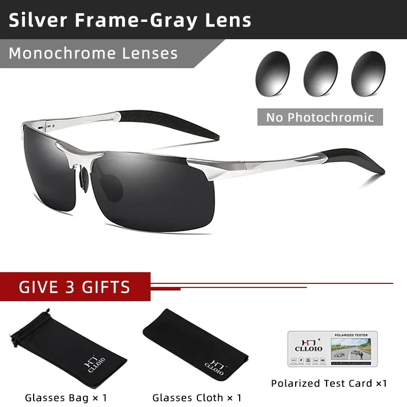 CLLOIO Lunettes de soleil photochromiques en aluminium pour hommes, polarisées, anti-éblouissement, protection UV, conduite jour et nuit 13