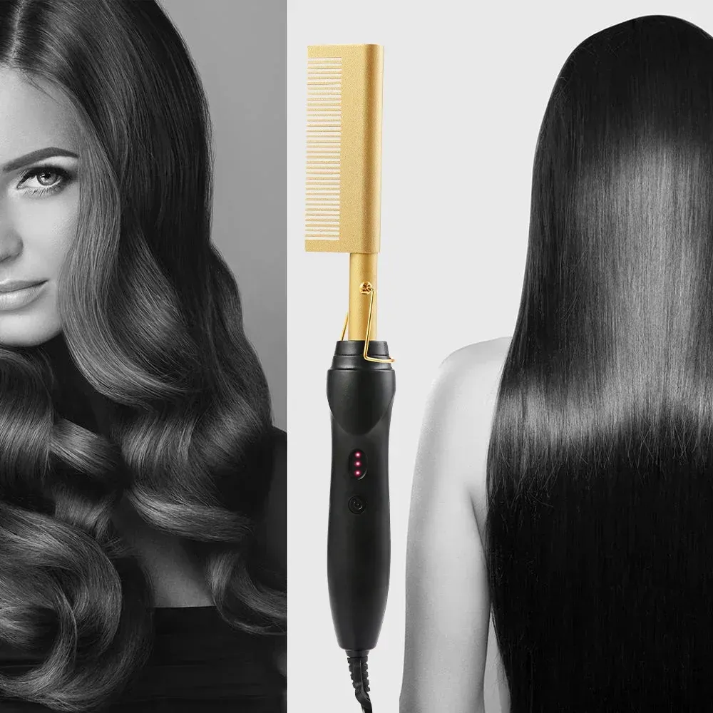 Peigne lisseur chauffant pour cheveux, brosse électrique lissante 2