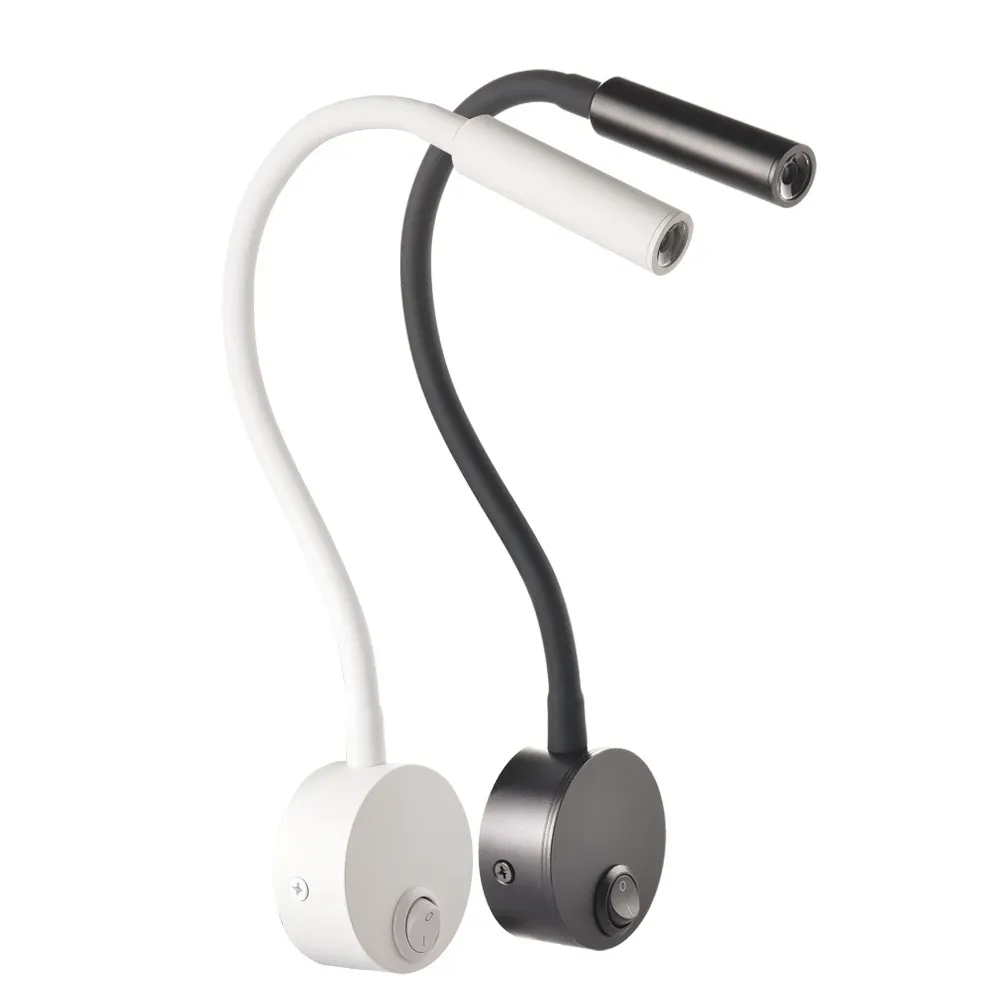 Lampe murale de chevet pour lecture et travail, applique murale LED 3 W, lampe de livre, veilleuse murale, spot LED avec cordon et prise UE/US - Image 1