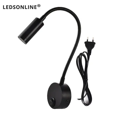 Lampe murale de chevet pour lecture et travail, applique murale LED 3 W, lampe de livre, veilleuse murale, spot LED avec cordon et prise UE/US 13