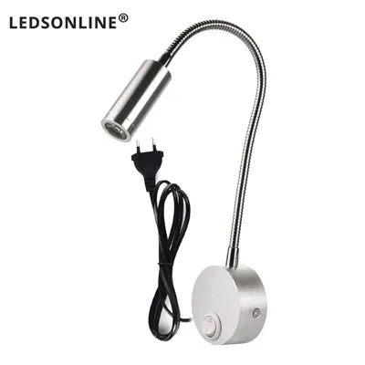 Lampe murale de chevet pour lecture et travail, applique murale LED 3 W, lampe de livre, veilleuse murale, spot LED avec cordon et prise UE/US 9