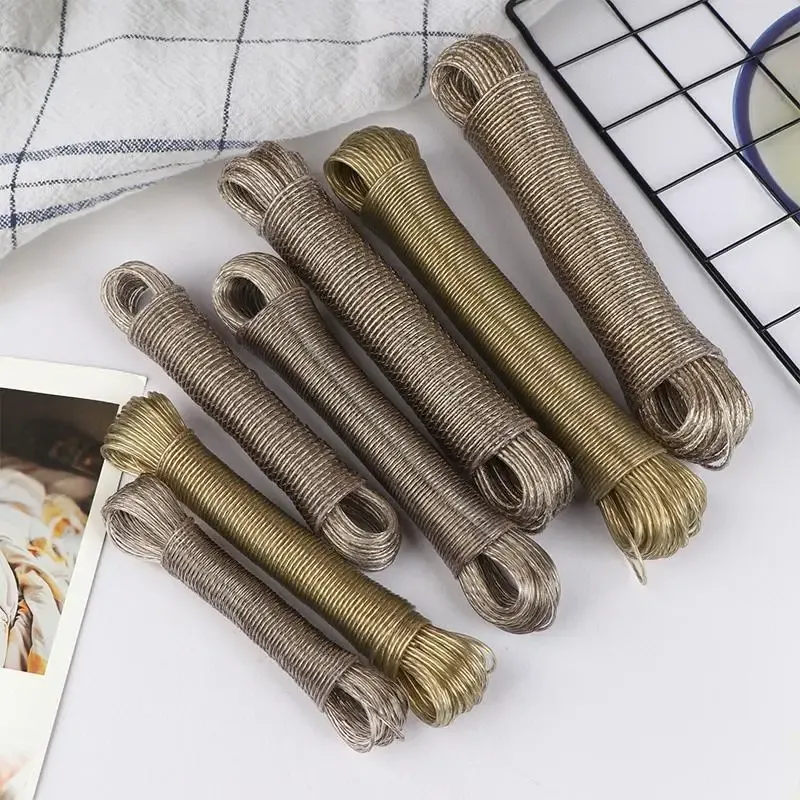 Corde à linge en acier revêtu de PVC, portable, de 10 à 50 m, pour extérieur, jardin et camping 4
