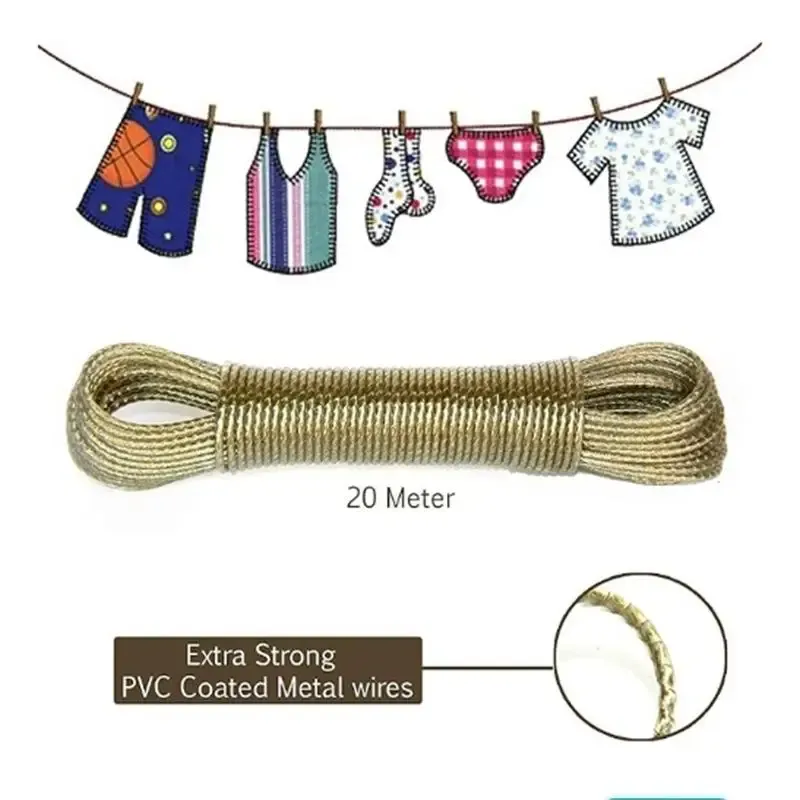 Corde à linge portable en acier revêtu de PVC