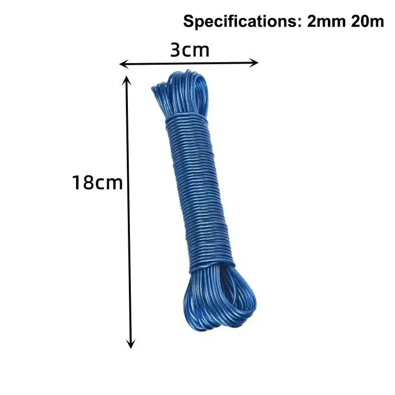 Corde à linge en acier revêtu de PVC, portable, de 10 à 50 m, pour extérieur, jardin et camping 27