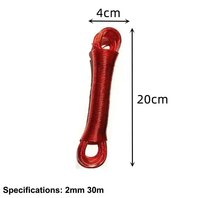Corde à linge en acier revêtu de PVC, portable, de 10 à 50 m, pour extérieur, jardin et camping 7