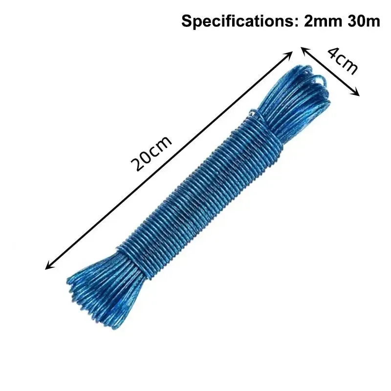 Corde à linge en acier revêtu de PVC, portable, de 10 à 50 m, pour extérieur, jardin et camping 8