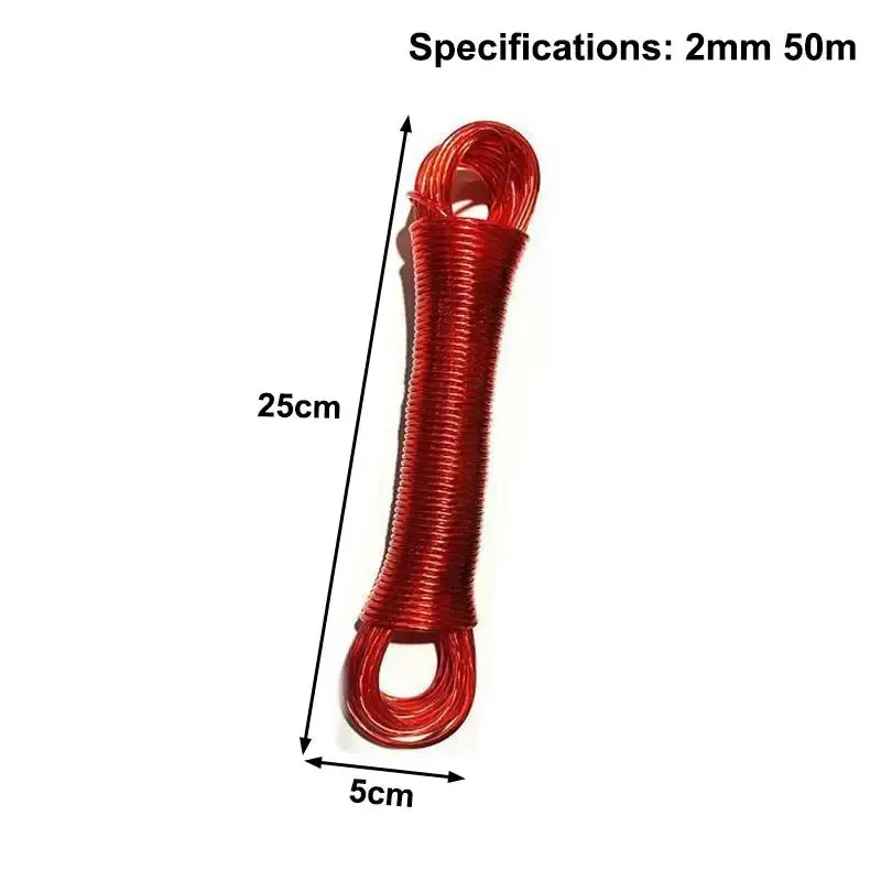 Corde à linge en acier revêtu de PVC, portable, de 10 à 50 m, pour extérieur, jardin et camping 11