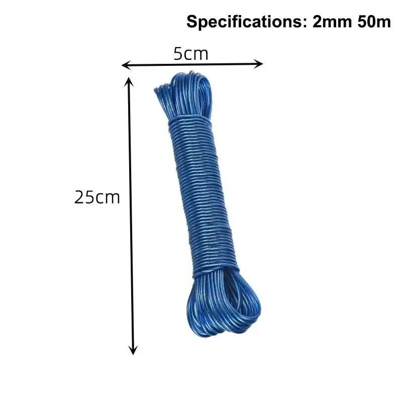 Corde à linge en acier revêtu de PVC, portable, de 10 à 50 m, pour extérieur, jardin et camping 12