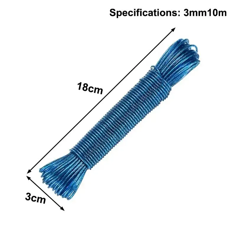Corde à linge en acier revêtu de PVC, portable, de 10 à 50 m, pour extérieur, jardin et camping 16