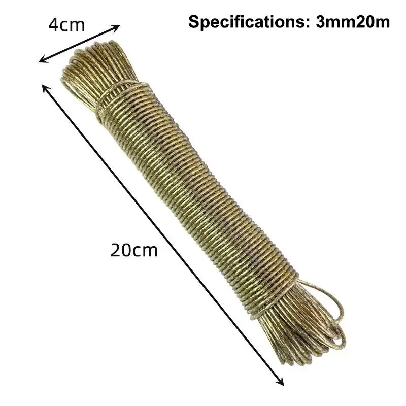 Corde à linge en acier revêtu de PVC, portable, de 10 à 50 m, pour extérieur, jardin et camping 22